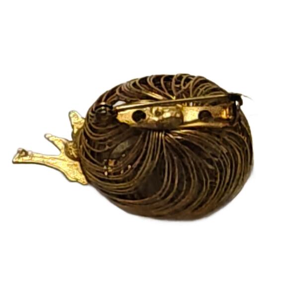 Vintage Bird in a Nest with Faux Pearl Eggs Brooch - Picture 10 of 11